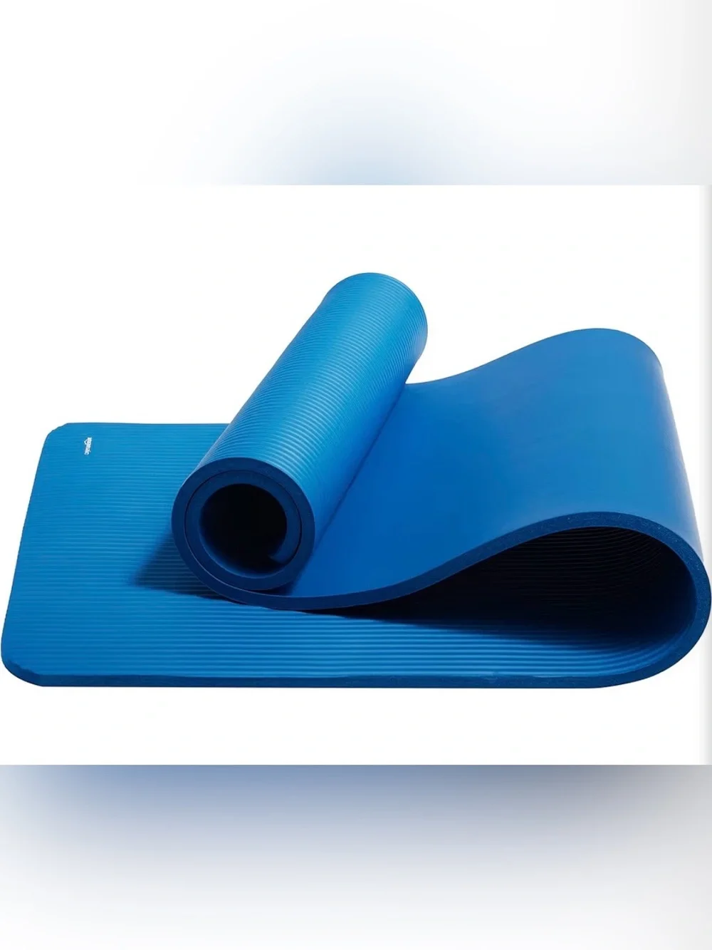 Blue Foam Exercise Mat with Black Carry Straps